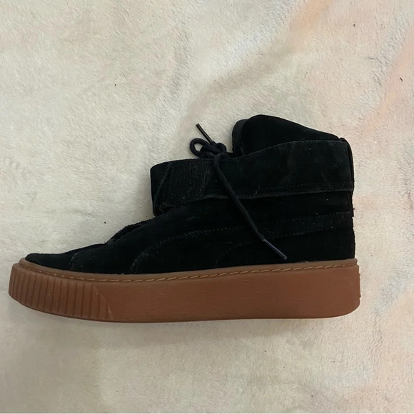 Puma Platform Mid OW Strap Leather Lace Up Black Trainers Size 7 - Picture 3 of 10